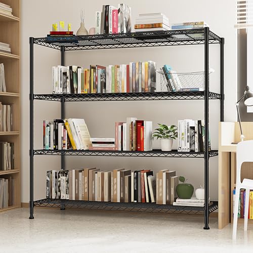DurayLoly Extra-Wide 4-Tier 800LBS Storage Rack, Adjustable Shelves, Black - size: 45" W x 59.4" H x 13.5" D