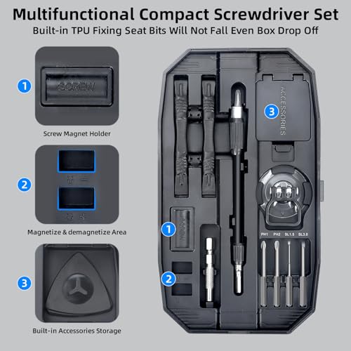 SHARDEN 153 in 1 Precision Screwdriver Set for Electronic Repair Black | Magnetic Small Screwdriver Set with Torx, Pentalobe, Triwing, Mini Repair Tool Kit for Computer, Laptop, PC, PS5, Eyeglass - color: 153 in 1 Black