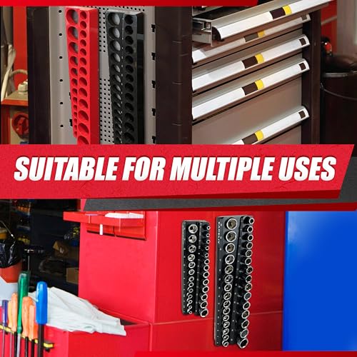 Magnetic Socket Organizer Set, 1/2", 1/4" and 3/8" SAE & Metric Deep & Shallow Tools Tray Holder Kit, holds 199pcs Sockets (sockets not included) (8PC 1/2&3/8&1/4) 丨8PCS - size: 8PC 1/2&3/8&1/4