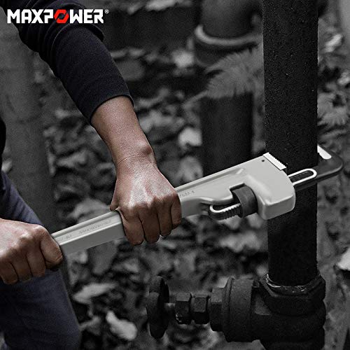 MAXPOWER 36-inch Pipe Wrench, 4.7” Jaw Opening, Aluminum Plumbing Wrench - size: 36-inch, style: Straight Pipe Wrench