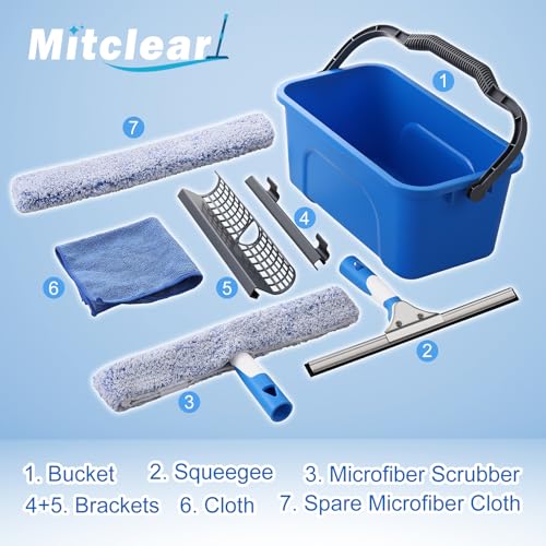 Mitclear Window Cleaning Kit with Bucket 3 Gallon for Home Outdoor Car - style: Window Cleaning Kit
