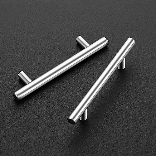 Ravinte Brushed Nickel Cabinet Handles, 30 Pack Drawer Pulls, 4 in | 6-3/8in Overall Lenghth, T Bar Pull, Smooth Grip, Kitchen Hardware Upgrade, For Cabinets, Drawers, Cupboards, Dressers - size: 4 Inch Hole Centers