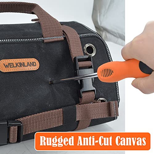 WELKINLAND Heavy-Duty Waxed Canvas Tool roll, 15-Pocket 15L Tool Wrap Roll