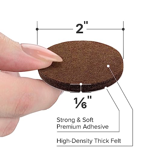 X-Protector Felt Furniture Pads - 24 Pc 2" Round - Chair & Floor Protectors - size: 2" 24 Brown, Round