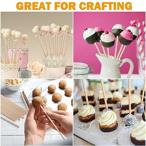 200 Pcs Dowel Rods Wood Sticks Dowel Rods Round Unfinished Wood Sticks for Crafts Long Home Party Decor DIY (1/4 x 12 Inch)