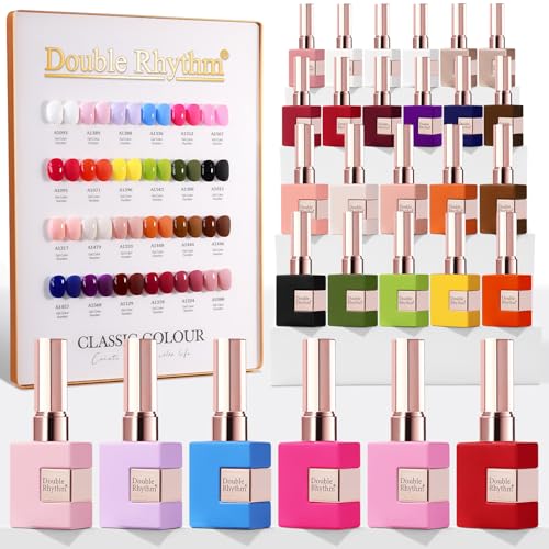 Double Rhythm 28Pcs 0.5Oz Gel Nail Polish Set Same Color Same Bottle Gel Polish Kit Nail Art Manicure Salon DIY at Home for Women (Red Pink Collection-T24-4) - color: Red Nude Pink