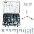 FMhotu 440Pcs Nuts and Bolts Assortment Kit, Metric Grade 10.9 Hex Bolts Nuts Washers Set, M6 M8 M10 M12,16 Sizes, Comes with 1 Y-Wrench and 3 Bits THLSTZ440pcs - size: 440pcs M6 M8 M10 M12