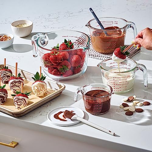 Le’raze Glass Measuring Cups Set of 4 – Heat-Resistant, Easy-Read Measurements, Ergonomic Handle & Pour Spout, Dishwasher Safe, Kitchen Bakeware Liquid Batter Mixing Bowls (1 cup, 2 cup, 4 cup, 8 Cup)