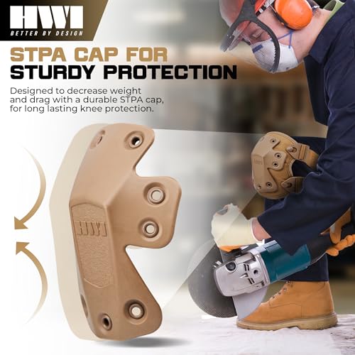 HWI Gear Next Generation Knee Pad for Protection: Combat, Mechanics, Construction, Hunting, Landscaping, Outdoor Survival, Heavy Duty Industrial Grade, Adjustable - color: Coyote Brown - Knee Pads