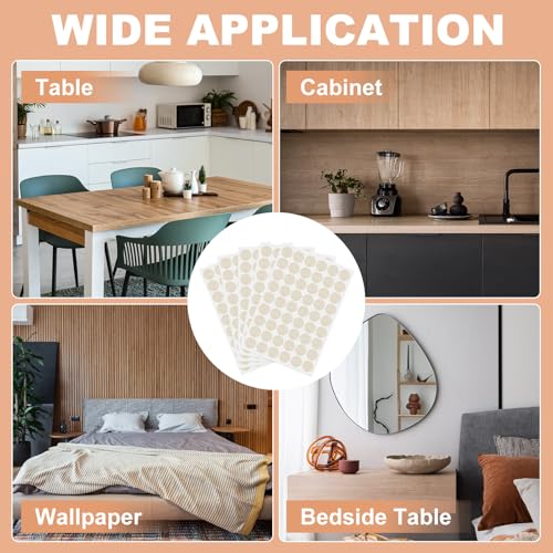 PATIKIL 270 Pieces Screw Hole Stickers, 5 Sheet Self-Adhesive Waterproof PVC Wood Grain Sticker for Screw Holes Wall Cabinets Desk Repairing, Checkered Beige, 21mm/0.83 Inch - color: Checkered Beige