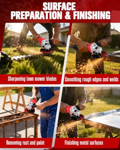 AVID POWER Angle Grinder, 7.5-Amp 4-1/2 inch Electric Grinder Power Tools with Grinding and Cutting Wheels, Flap Disc and Auxiliary Handle for Cutting, Grinding, Polishing and Rust Removal - Red - color: Red