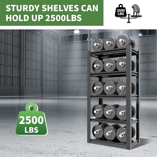Garage Shelves, 63" H Garage Shelving Heavy Duty, 3000Lbs 5 Tier Adjustable Garage Storage Shelves Suitable for Warehouse, Basement, Workshop,Require Assembly, 15.75" D*31.5" W *63" H(Black) - color: Black, size: 15.75"D*31.5"W*62.99"H