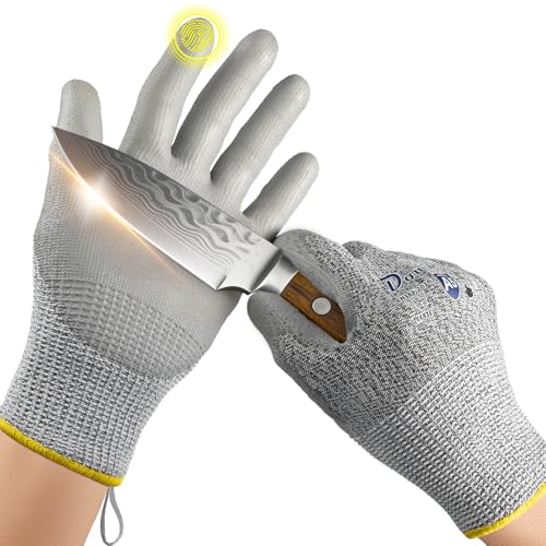 Dowellife Cut Resistant Work Gloves for Men & Women - ANSI A5 & EN388 Level 4, Breathable PU Coated, Grey Non-Marking - for Gardening, Fishing, Automotive, Construction, Wood Carving (Small, Grey) - size: Small (Pack of 1)