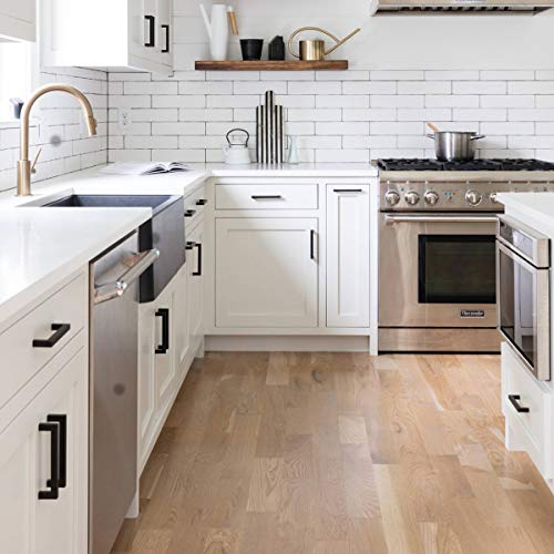 KNOBWELL 6 Pack 3-1/2 inch Black Kitchen Cabinet Door Handles, Stainless Steel T Bar Dresser Drawer Pulls - Hole Centers 3.5 inch(90mm), Overall Length 4 inch - color: Matte Black, size: Hole Center:3-1/2 inch(90mm)
