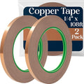 Kraftex Copper Tape [1/4" x108ft, 2PK] – Copper Foil Tape for Stained Glass, DIY Crafts, Guitar Shielding, Slug Control & Faraday Projects - size: 1/4" × 108ft (2 Pack)