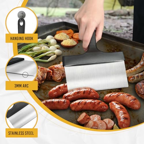 AWEASROY Heavy Duty Griddle Scraper for Blackstone with 5" Handle(2 Pack) - color: Black 2 Pcs