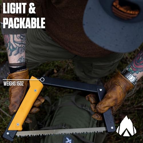 AGAWA - BOREAL15-15 Inch Folding Saw with All-Purpose Saw Blade - Camping Gear For Hiking, Fishing, Hunting, Bushcraft & Survival Kit (Black Frame/Yellow Handle) - size: 15 Inch