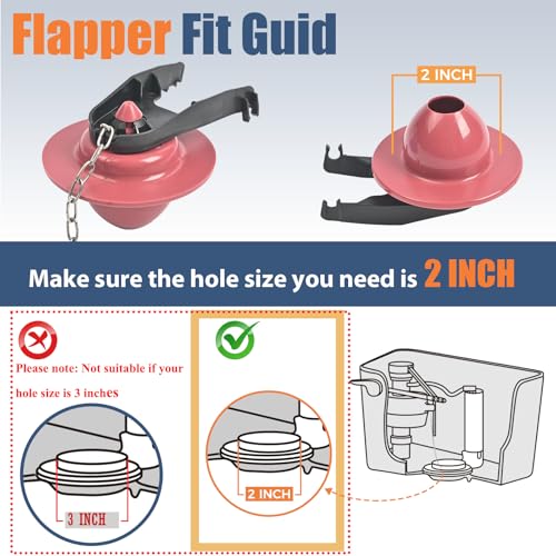 Universal Toilet Flusher Replacement Kit, Water-Saving & Height Adjustable Fill Valve, 2-Inch Flapper, Quiet & Anti-Siphon Toilet Repair Kit Inside Tank, Easy to Install (Red, 2-Pack) - color: Red
