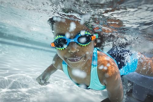 TYR Kids' Swimple Goggles - Colorful Swim Goggles for Beginners - color: Blue/Orange