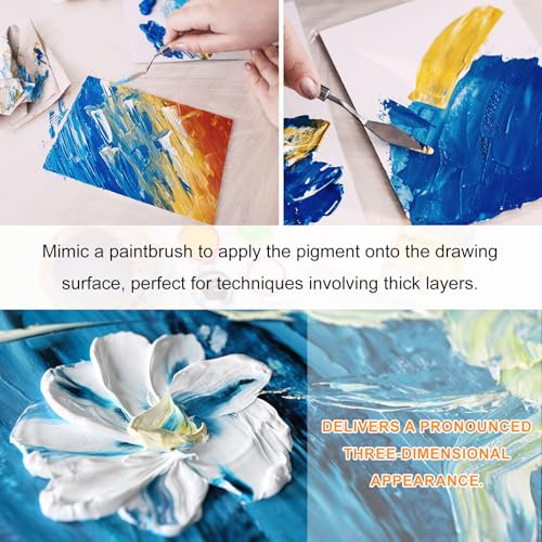 HARFINGTON 5pcs Palette Knife Painting Tool 3.31 x 0.94 Stainless Steel Art Spatula Pallet Knives Scrapers Tools with Beech Wood Handle for Acrylic Oil Canvas Mixing Spreading, Red/Silver - size: 3.31" x 0.94"