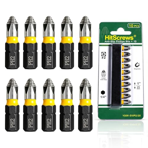 1" PH2 Anti Slip Screwdriver Bits #2 10 Pcs, 2026 New Laser Tech 360° - color: Phillips #2, size: 1 inch