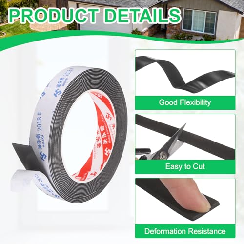 PATIKIL 5Roll Sponge Rubber Foam Tape, 25/32" W x 5/64" t x 16.4ft l Self-Adhesive Foam Insulation Tape Weather Stripping for Window Door Soundproofing Weatherstrip AC Seal Strip, Black - size: 25/32" x 5/64" x 16.4ft