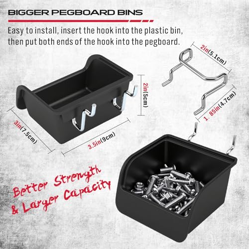 Ultimate 121-Piece Pegboard Hooks Set, Pegboard Accessories with Metal Hooks, Durable Peg Board Organizer Accessories, Pegboard Bins, Peg Board Tool Utility Hooks - color: 121 pcs -Black