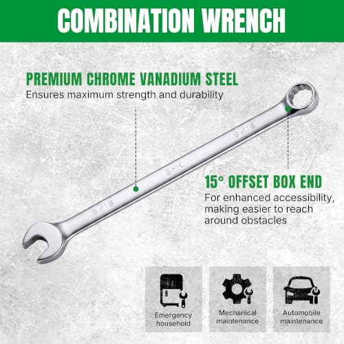 SK 9/16” Combination Wrench, SAE, Premium CR-V Steel - size: 9/16"