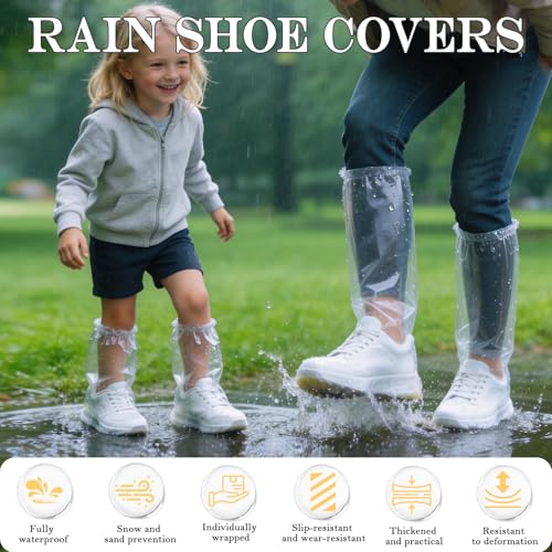 Individually Packaged Rain Shoe Covers for Adults, 40 Pcs Clear Disposable Plastic Shoe Ponchos, Wear-resistant & Portable，Perfect for Use in Rain, Snow and Disney (Kids + Adults, L 40Pcs) - size: Kids + Adults L 40Pcs
