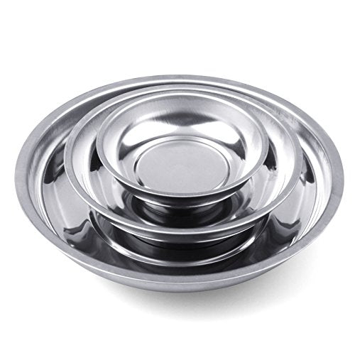 HORUSDY Magnetic Tray | 3-Piece | Round Magnetic Parts Tray | 3 Inch 4 Inch 6 Inch Magnetic Tray for Mechanic's | Stainless Steel - style: 3-Piece Magnetic Tray - Basic