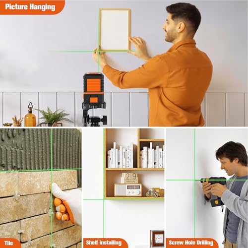 Laser Level with Tripod, 100 feet Green Cross Line Self Rotary Leveling Laser Level, Vertical and Horizontal Line, Rotatable 360 Degree, Manual Self leveling and Pulse Mode,IP54 Waterproof & Battery - color: Light Red