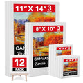 ESRICH Stretched Canvas for Painting, 12 Pack 4x4, 4x6, 8x10, 11x14(3 of Each) Canvas Set, Multi-Size Blank Canvases for Painting, Primed Paint Canvas for Kids, Adults, Beginners, Artists. - size: 4x4in,4x6in,8x10in,11x14in