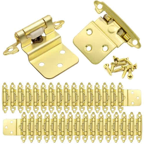 50 Pack (25 Pairs) 3/8 Inch Inset Hinges Brass Gold Self Closing - color: Brass Gold, size: 50 Pack (25 Pairs)