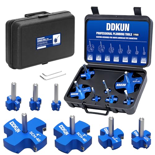 7PCS PVC Pipe Reamer Kit, PVC Fitting Saver for SCH40, 4-Blade Pipe Reamer Plumbing Tools, Fits Standard 1/2" Drill, Includes 1/4", 1-1/2", 1", 3/4", 3", 2", 4" - size: 7Pcs PVC Pipe Reamer Kit