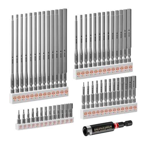 Geinxurn 53Pieces Fixedge Screwdriver Bit Set,1"/2"/4"/6" Mixed Hex Magnetic Alloy Steel Insert Power Bits Tips with Impact Bit Holder Stored in Storage Organizer for Home Repair - size: MIX-53