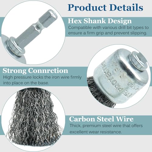 10-Pack 1-inch Carbon Steel Wire Detail (Pen) Brush Set for Drill, 1/4" Hex Shank, for Cleaning Rust from Corners, Welds & Hard-to-Reach Surfaces - style: 1-inch Pen Brush - 10 Piece