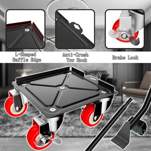 1,500 lb Capacity Furniture Dolly Set, 5.3-Inch Platforms, Red - color: Red, size: 5.3x5.3 IN
