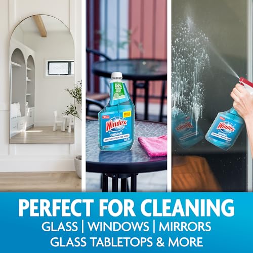 Windex Refill Original Blue Glass and Window Cleaner Bottles + 1 Reusable Spray Trigger, Surface Cleaning Spray, Original Blue Scent, 32 Fl Oz (Pack of 3) - size: 32 Fl Oz (Pack of 3), style: Trigger