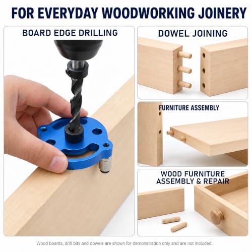 Self Centering Dowel Jig, Self Centering Doweling Jig Kit with 2/3/4/5/6/7/8/9/10mm Drill Bushings, Self Centering Drill Guide for Straight Holes, Dowel Drill Guide, Center Locator for Woodworking