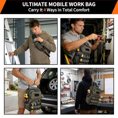 Rexmore Tactical Electrician & HVAC Tool Chest Bag, 3-Point Harness Green - color: Green