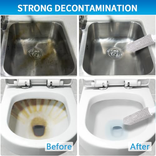 4TH Pumice Stone for Toilet Bowl Cleaning,Pumice Stick with Handle,Cleans Away Limescale Stain,Hard Water Rings, Calcium Buildup,Iron and Rust. Remover for Tile/Bath/Kitchen/Household - 2 Piece - color: Gray
