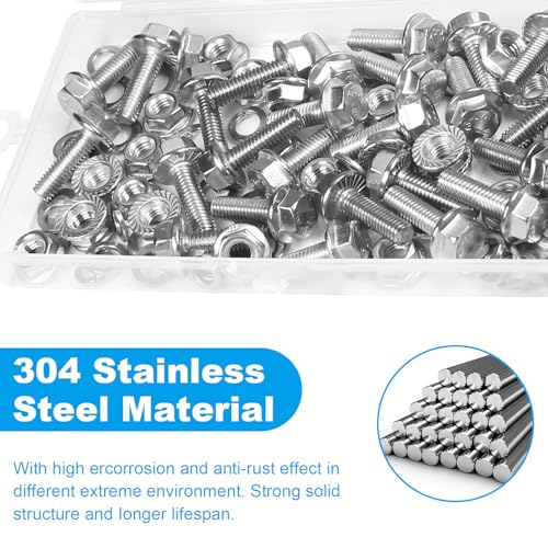 25 Sets M6-1.0 x 20mm Flanged Hex Head Bolts and Nuts Kits - size: M6-1.0 x 20mm