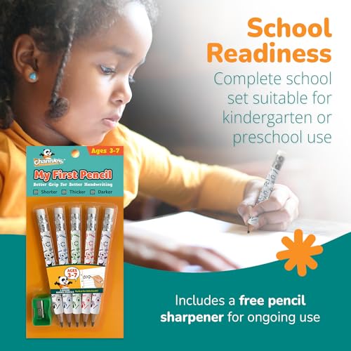 Channie's My First Pencil, Easy-to-Hold Jumbo Pencils for Preschoolers, Kindergarteners & 1st Graders, White Wooden 2B Fat Pencils for Kids Ages 3-7, 2 Pack (5 Each) + Sharpener - style: White Panda, Ages 3-7 (5 Pencils Each) 2-Pack