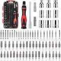 Amazon Basics Magnetic Ratcheting Wrench and Electronics Precision Screwdriver Tool Set, 73-Piece, with Carry Case for Household Repair, Small Jobs, Eyeglasses, Black/Red/Silver - style: 73-Piece