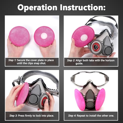 Reusable Respirator Mask with Goggles，Dust Mask with Filters for Sanding