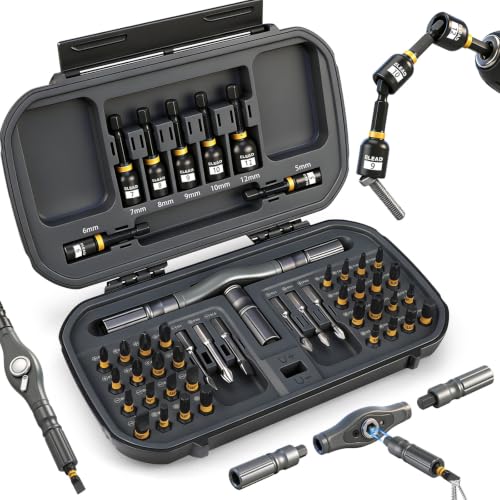 46 in 1 Magnetic Ratchet Screwdriver Set, Multi-Bit Screwdriver Kit, Nut Driver Set, Detachable Ratchet Handle with Storage Case, Repair Tool Kit for Furniture, Computer, Bicycle - size: 46-Piece