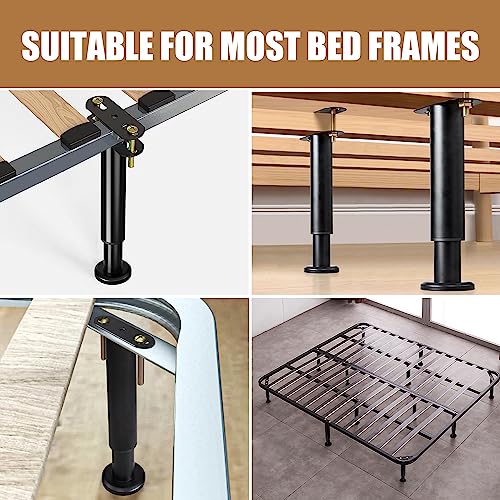 2 Pcs Adjustable Bed Frame Center Support Legs, Heavy Duty Cold Rolled Steel Bed Slat Support Legs With Wider Base, Bed Frame Leg Replacement, Furniture Support Reinforcement Kit, Height 7in To 12.6in - size: 7'' - 12.6'' 2Pcs