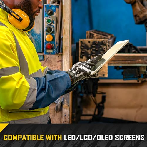 COOLJOB Mechanic Safety Work Gloves, Enhanced Anti-Slip Grip Tactical Gloves, Touchscreen, Breathable, Ultra-Soft, S-XL - color: Black Camo, size: Small