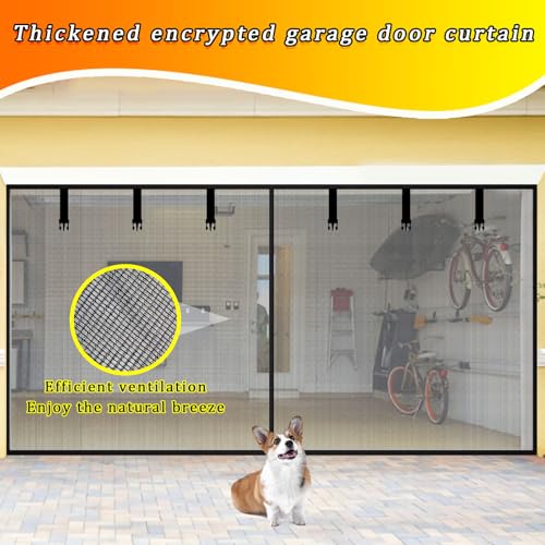 Garage Door Screen 2 Car 12x7FT Garage Screen Door，Upgraded PET Mesh with Retractable Magnetic Screen Garage and Heavy Duty Bottom for Easy Assembly and Pass, Hands-Free Screen Door - size: Size: 12x7FT - Fits Garage Door Size: 12x7FT