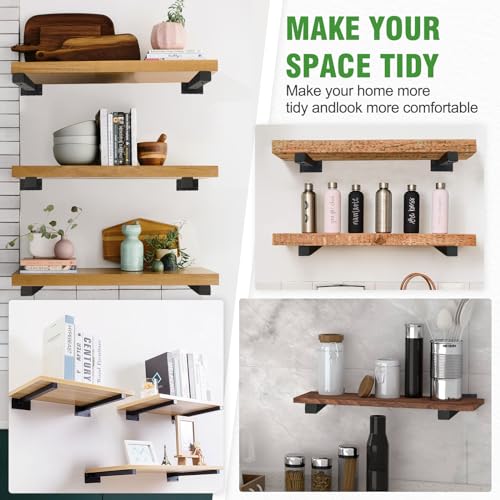 12 Inch Floating Shelf Brackets Heavy Duty, Square Shelving Brackets, Metal Floating Shelf Supports, Black Wall Mount Brackets 4 Pack - size: 12 Inch